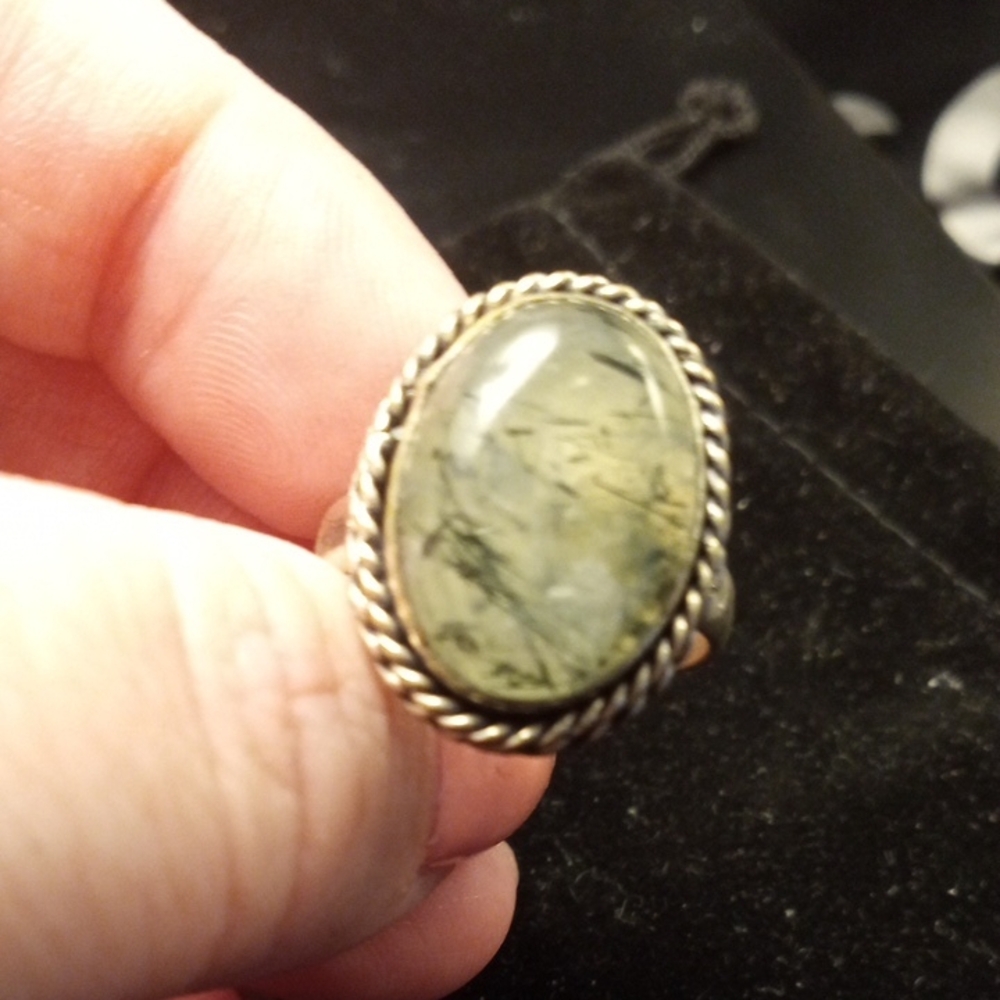 Prehnite Ring Oval 925 Sterling silver